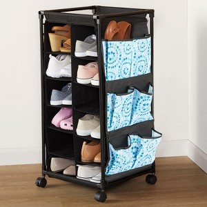 The Lakeside Collection Springtime Fashionable Rolling Shoe Storage - Rolling Shoe Storage Blue Circles - 1 of 4