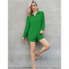 Women's  2 Piece sets  Button Down Shirt Long Sleeve Short Drawstring  Outfits - 3 of 4