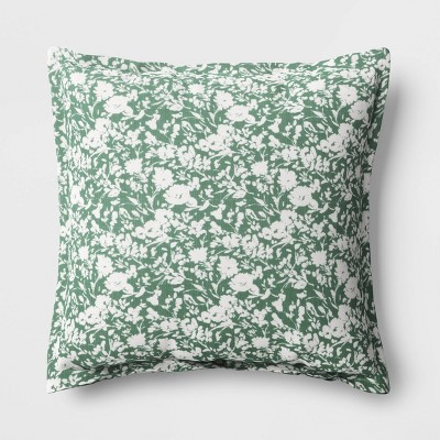 Green floral best sale throw pillows