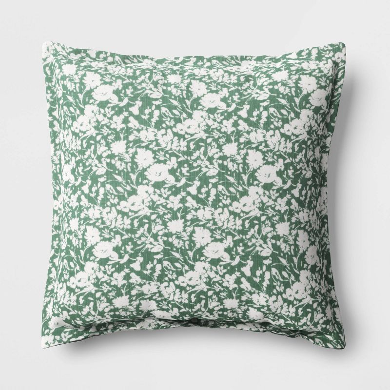 20&#34;x20&#34; Ditsy Floral Square Indoor Outdoor Throw Pillow Green/White - Threshold&#8482; designed with Studio McGee, 1 of 6