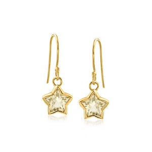 Ross-Simons 2.20 ct. t.w. Lemon Quartz Star Drop Earrings in 18kt Gold Over Sterling - 1 of 3