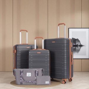Gulches 5-Piece Durable Hard Case Luggage Set (20"/24"/28"/Travel Bag/Toiletry Bag) - Color Matching Gray - 1 of 4