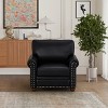 PU Leather Sofa with Nailhead Trim, Rolled Arms, and Rubber Wood Legs – Classic Upholstered Sofa Couch for Living Room - HABITRIO - 2 of 4
