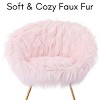 BirdRock Home Pink Faux Fur Papasan Chair with Pale Gold Legs - 2 of 2