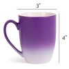 Elanze Designs Purple White Two Toned Ombre Matte 12 ounce Ceramic Stoneware Coffee Cup Mugs Set of 4 - 4 of 4