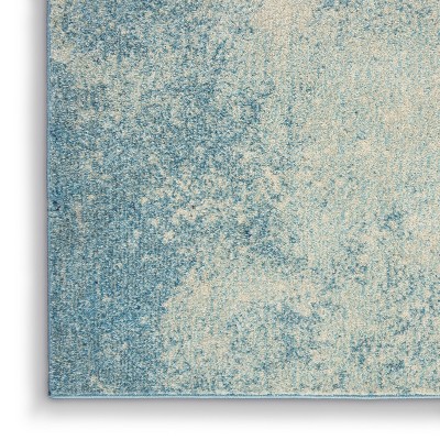 Handmade Rectangular Navy and Light Blue Geometric Synthetic Rug 9' x 12'