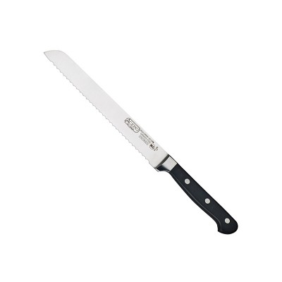 Acero 8" Black Handle High Carbon Steel Serrated Bread Knife