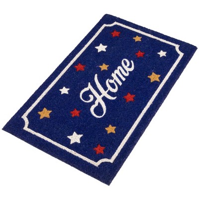 Patriotic Blue Coir Outdoor Doormat with Stars