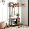 Munora 5-in-1 Hall Tree with Bench - Entryway Coat Rack, Shoe Storage, 3 Shelves & 2 Fabric Drawers - Brown - 2 of 4