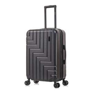 DUKAP Zahav Lightweight Hardside Medium Checked Spinner Suitcase - Black - 1 of 4