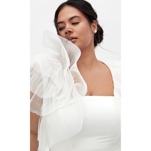 City Chic Women s Plus Size Tulle Sweetheart Jacket Coconut 20w Target