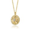 Guili Sterling Silver Necklace with 14K Gold Plating, Cubic Zirconia Textured Circle Pendant for a Sophisticated and Sparkling Look - 2 of 3