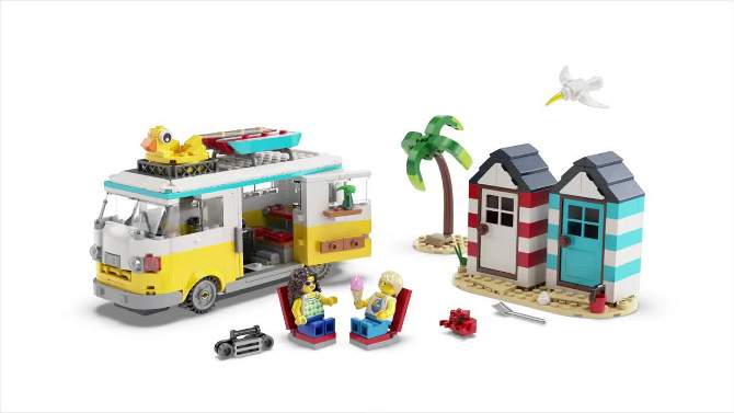 LEGO Creator 3 in 1 Beach Camper Van Toy Summer Set 31138, 2 of 8, play video