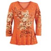 Collections Etc Autumn Kitten Sequin Detailed V-Neck 3/4 Length Sleeve Top - 4 of 4