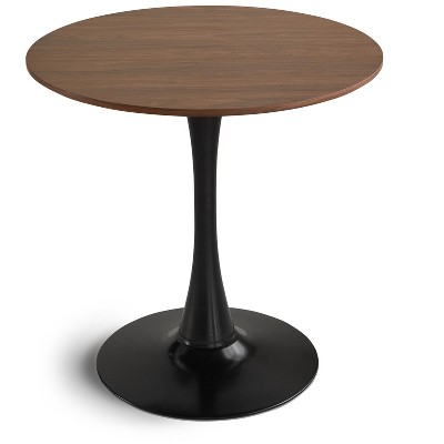 Vynxaria 31.5" Walnut Round Tulip Dining Table ¨C Mid-Century Pedestal Design for Small Spaces