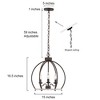 LNC Ribbon 3-Light 15" Farmhouse  Dome Small Chandelier, Rustic Bronze and Distressed Grayish White - 3 of 4