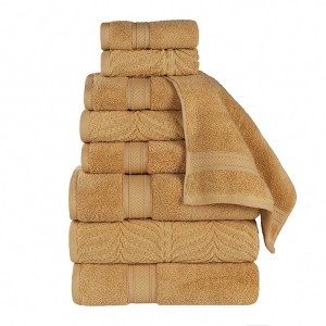 Chevron Zero Twist Cotton Solid and Jacquard Hand Towel Set of 6 by Blue Nile Mills - 1 of 4