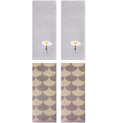 REGALWOVEN 4 Pcs Bathroom Soft Absorbent Hand Towels