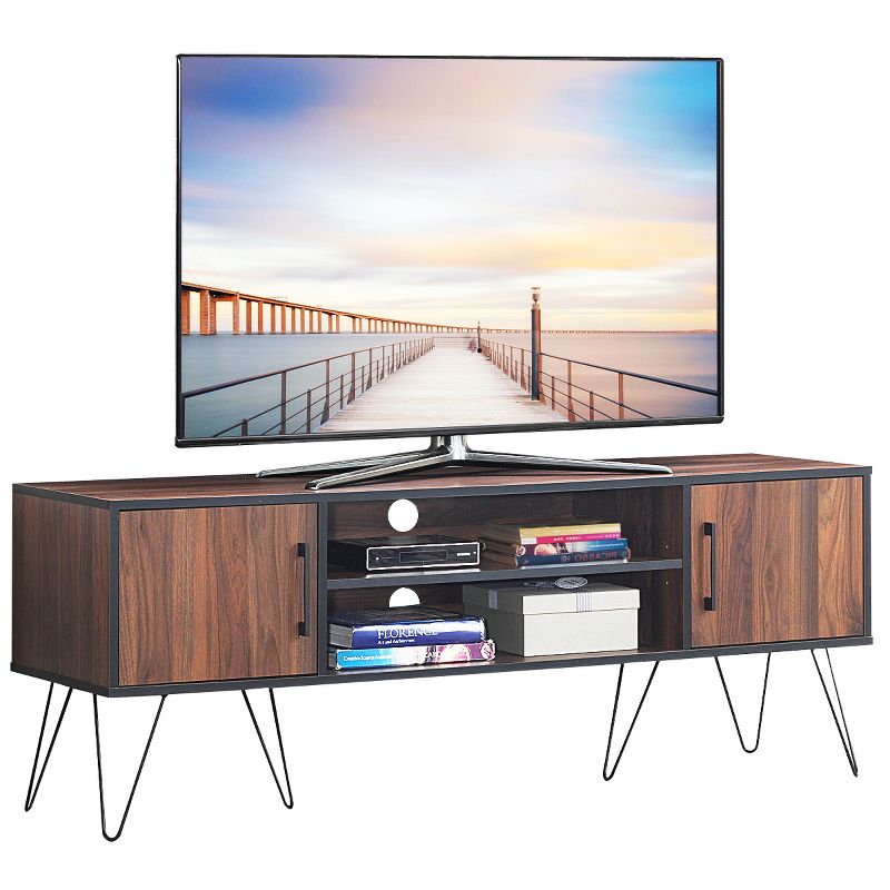 TV Stand Media Center Storage Cabinet & Shelf Hold up to 60''TV W/ Metal leg, 1 of 11