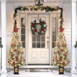 4.5 FT  Premium Snow Flocked Artificial Christmas Tree, Mini Xmas Pine Tree for Christmas Decoration,Yard,Home,Office - 1 of 4