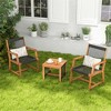 Tangkula 3 PCS Solid Acacia Wood Patio Set All-Weather Rope Woven Chair Garden Poolside - 2 of 4