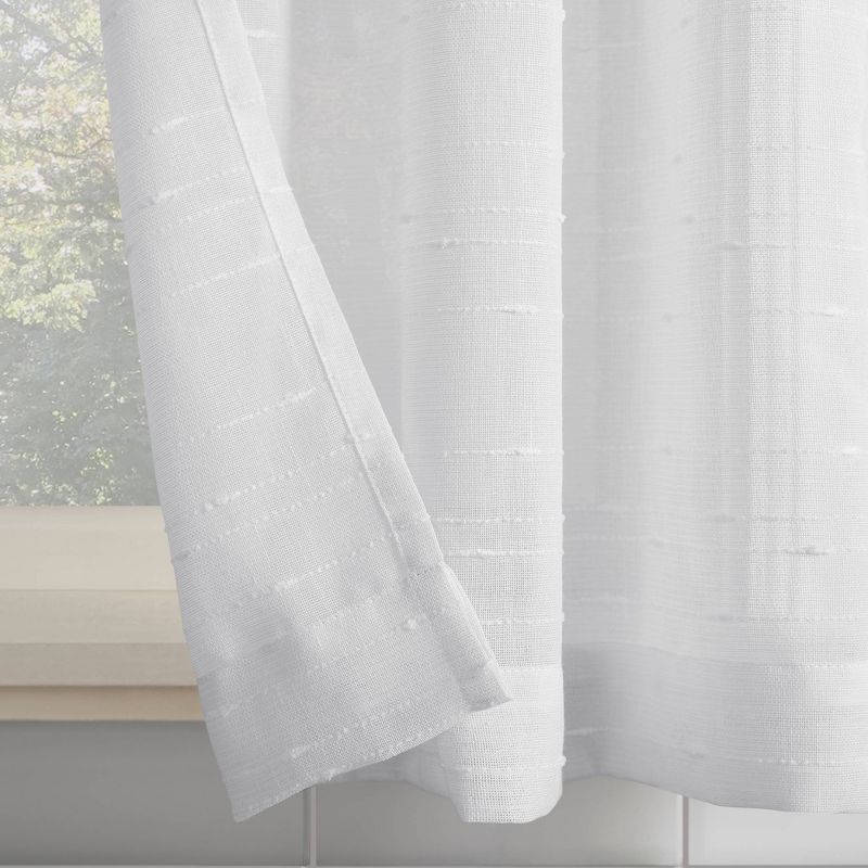 14"x52" Textured Slub Striped Anti-Dust Linen Blend Sheer Cafe Window Valance - Clean Window, 4 of 5