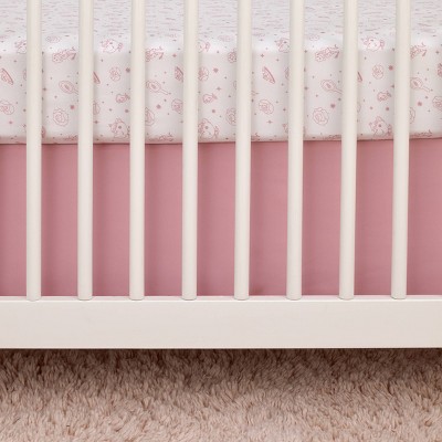 White and Pink Princess Print Toddler Crib Sheet
