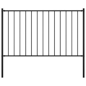vidaXL Fence Panel with Posts Powder-coated Steel 5.6 ft.x4.1 ft. Black - 1 of 4