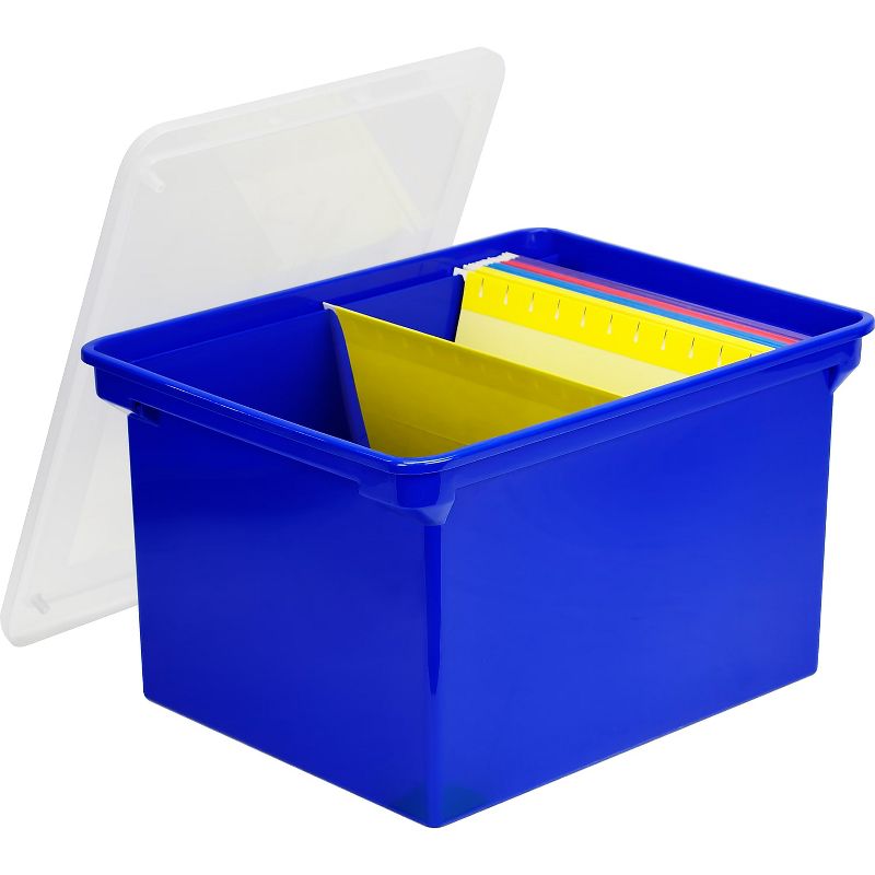 Storex Plastic File Tote Storage Box Letter/Legal Snap-On Lid Blue/Clear 61554U01C, 2 of 4