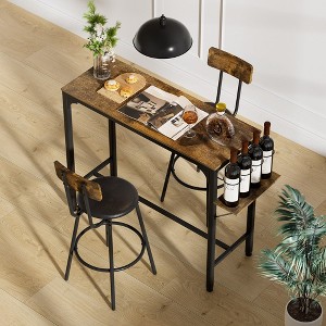 3 Piece Dining Table Set for 2, Wood Pub Dining Table Set, Counter Height Table and Chairs Set, Wood Bistro Set for Kitchen Dining Room - 1 of 4