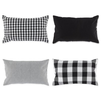 Design Imports Buffalo Check Set of 4 Pillow Covers Red & Black
