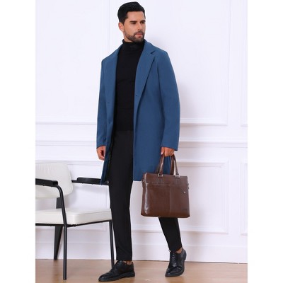 Lars Amadeus Men's Slim Fit Winter Notched Lapel Single Breasted Long Jacket Overcoat