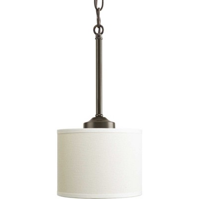 Brushed Nickel Mini Pendant with Off-White Linen Shade
