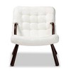 Eisa Faux Shearling Upholstered and Wood Accent Chair White/Walnut Brown - Baxton Studio - 3 of 4