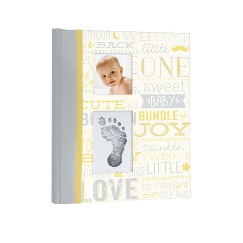 Linen Baby Photo Album With Sticky Pages, First Year Baby Memory
