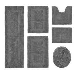 Lux Premium 100% Cotton Tufted Solid Reversible 6 PC Bath Rug Set – Ultra-Soft, Water-Absorbent, Durable, Machine Washable Bathroom Rug - 1 of 4