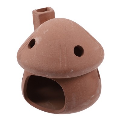 Unique Bargains Ceramic Aquarium Hideaway Rock Cave Fish Tank Decoration Red Brown 3.5x3.5x3.54 inches