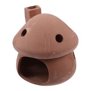 Unique Bargains Ceramic Aquarium Hideaway Rock Cave Fish Tank Decoration Red Brown 3.5x3.5x3.54 inches - 1 of 4