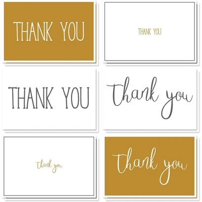 Best Paper Greetings 48 Pcs Thank You Cards Bulk Set, Black & Gold Thank You Notes with Envelopes