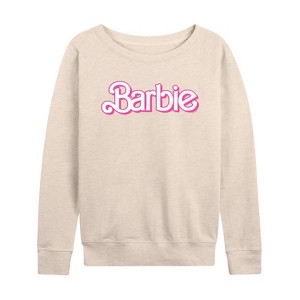 Women's - Barbie - Logo Retro-Women's French Terry Pullover Lightweight French Terry Wide Neck Long Sleeve Shirt - 1 of 4