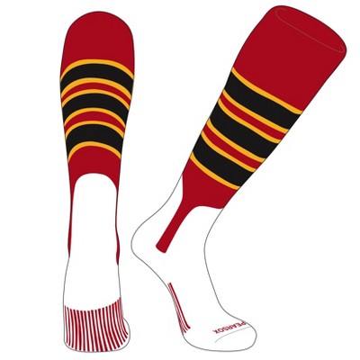 PEAR SOX OTC Baseball Softball Stirrup Socks (C, 7in) Red, Gold, Black