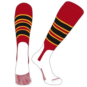PEAR SOX OTC Baseball Softball Stirrup Socks (C, 7in) Red, Gold, Black - 1 of 3