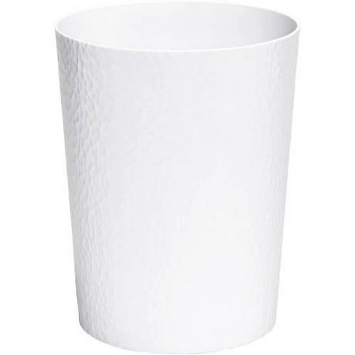 LunaLulinlk 10 Liter Hammered Textured Plastic Bathroom Trash Can in White