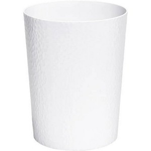 LunaLulinlk 10 Liter Hammered Textured Plastic Bathroom Trash Can in White - 1 of 4
