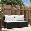 vidaXL Patio Middle Sofa Black with white cushions PE rattan Standard - 2 of 4