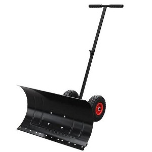 COZONY Heavy Duty Wheeled Snow Shovel with Wide Blade and Adjustable Handle - 1 of 4