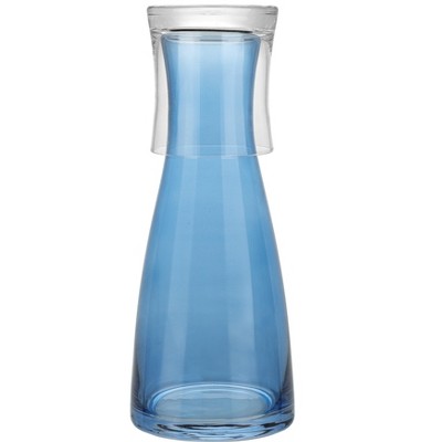 Kook Glass Carafe Pitchers, Beverage Dispensers, Set of 3, 35 oz, Blue