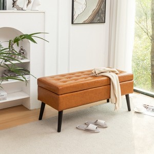 KTMBDW Ottoman with Storage, Storage Ottoman Bench with Safety Hinge, Upholstered Entryway Bench with Seating for Bedroom, Living Room - 1 of 4