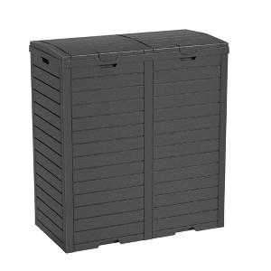 Dolonm 62GAL Dual Compartment Trash Can, 230L Outdoor Waste Bin with Double Bucket, Heavy-Duty Plastic, 30.67"x16.26"x33.86", Black - 1 of 4