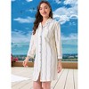 INSPIRE CHIC Women's Pajama Shirts Button Down Long Sleeve V-Neck Pajama Dress with Pocket - 2 of 4